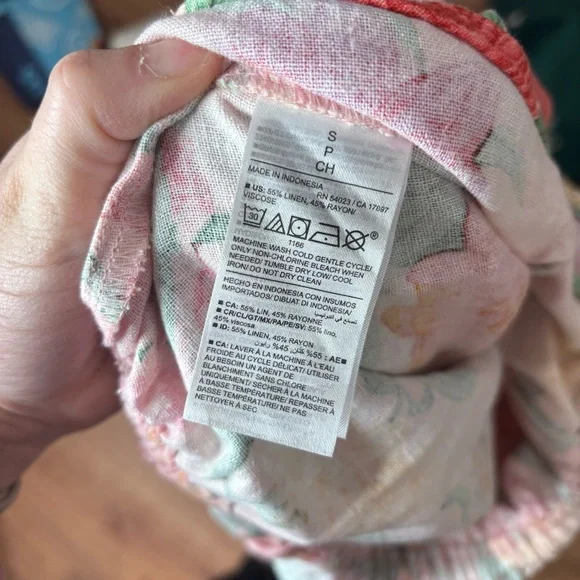 OLD NAVY Fit & Flare Linen-Blend Maxi Dress Floral Boho Coastal Small pink green - Picture 6 of 9